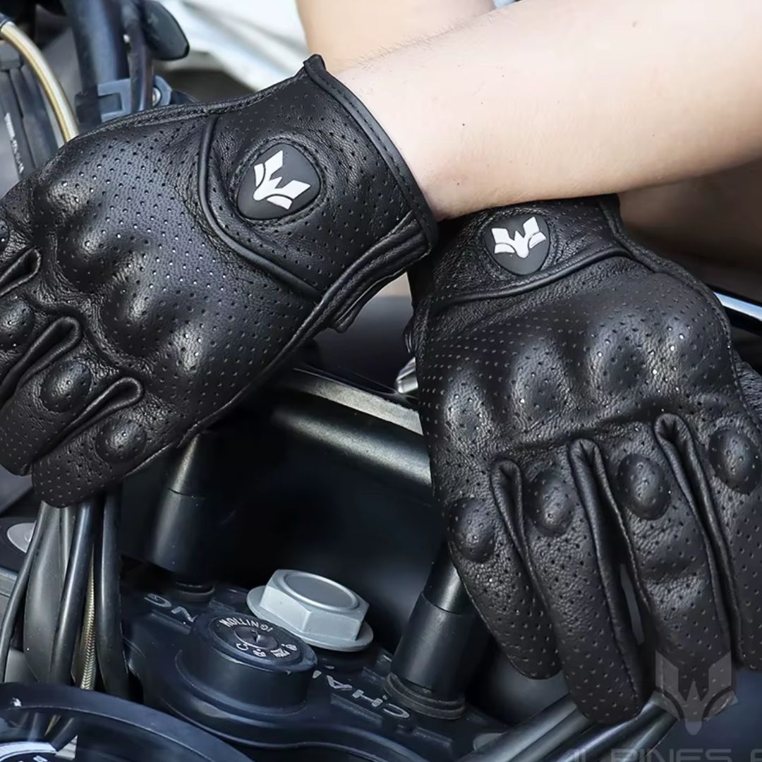 Gants Moto Homme En Cuir Vintage Noir - Acheter Parapluie