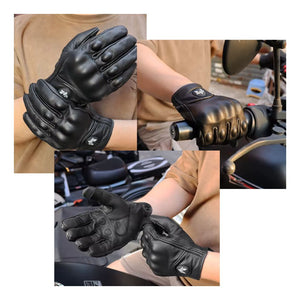 Gants Moto Homme En Cuir Vintage Trou Noir - Acheter Parapluie