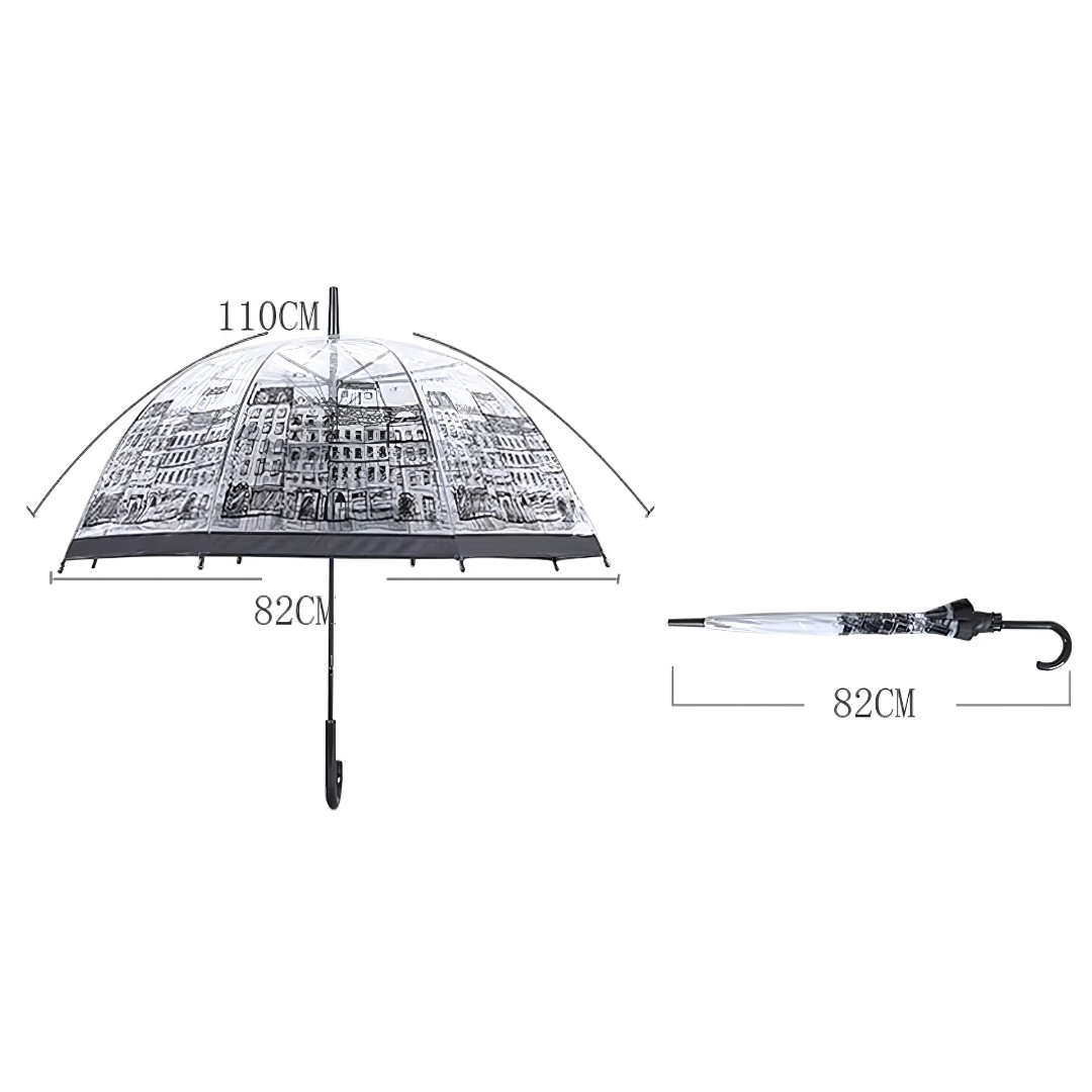 Parapluie Transparent Cloche Motif Paris - Acheter Parapluie
