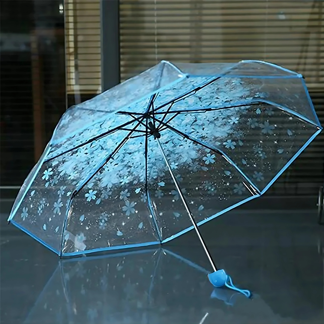 Parapluie Transparent Fleur de Cerisier Bleu - Acheter Parapluie