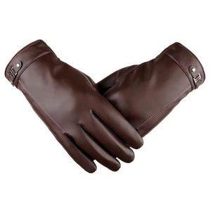 Gants En Cuir Premium Unisex Brun - Acheter Parapluie