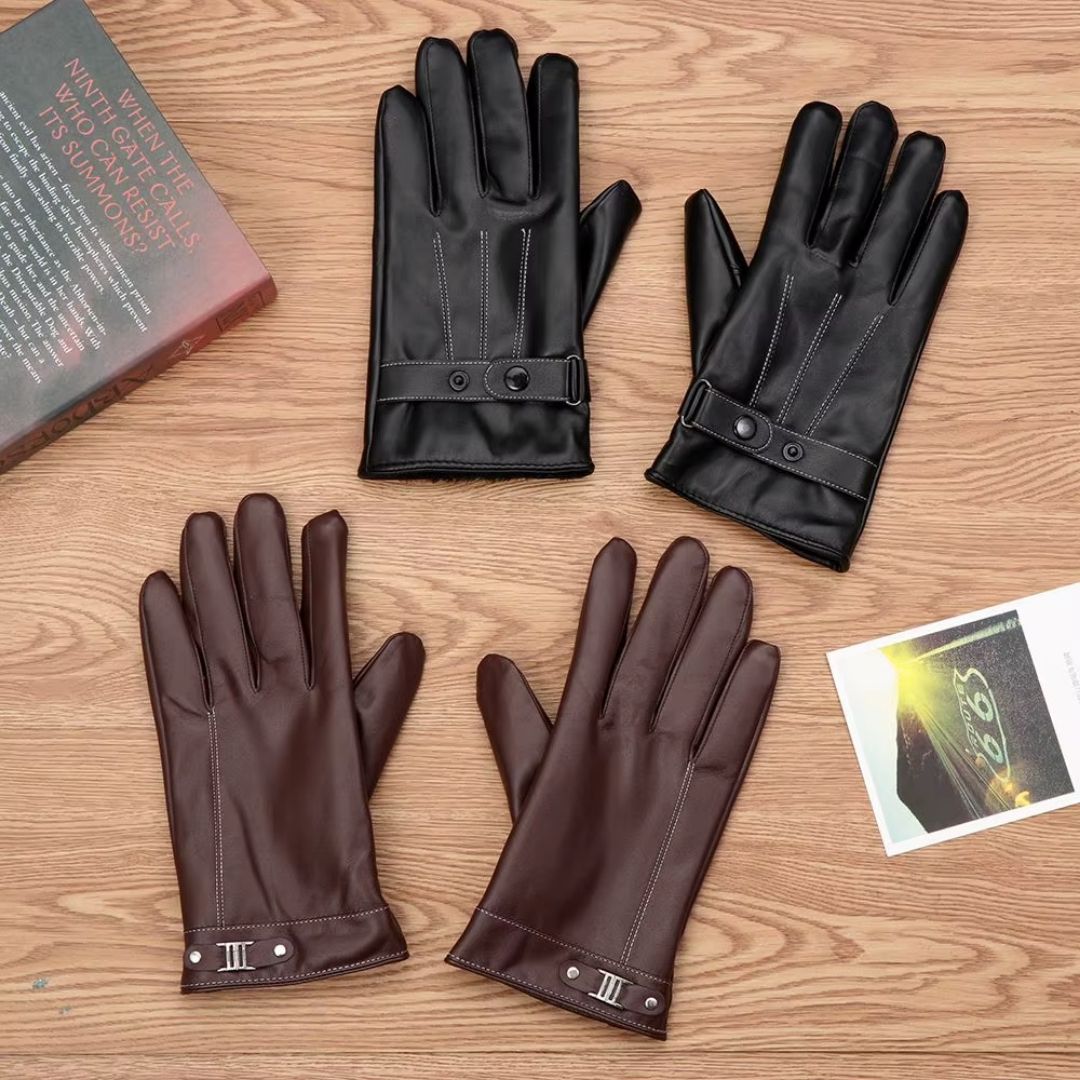 Gants En Cuir Premium Unisex Noir - Acheter Parapluie
