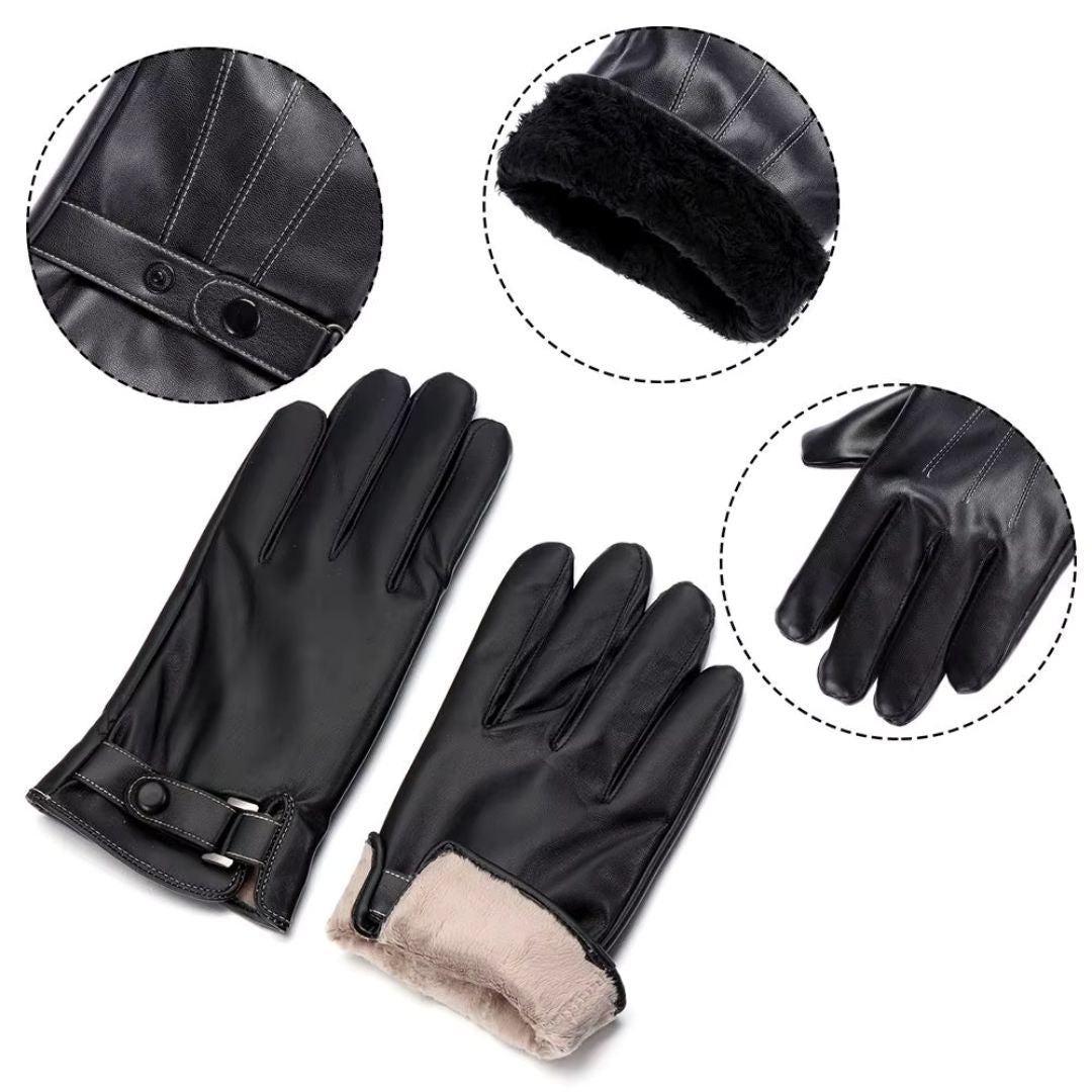 Gants En Cuir Premium Unisex Noir - Acheter Parapluie