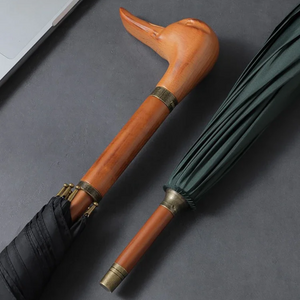 Parapluie  Canne de Marche – Manche en Bois Sculpté Vert - Acheter Parapluie