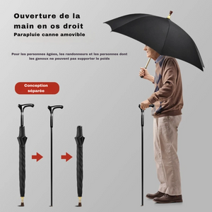 Parapluie Canne de Marche Robustesse Noir - Acheter Parapluie