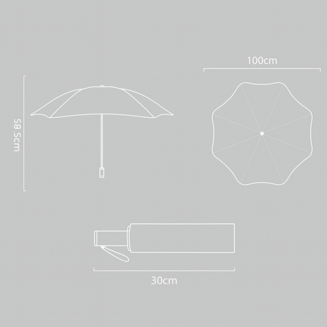 Parapluie Réfléchissant D'Angle Arrondi Noir - Acheter Parapluie