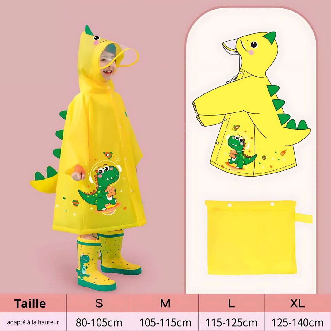 Ponchon Enfant Imperméable Dinosaure Jaune - Acheter Parapluie