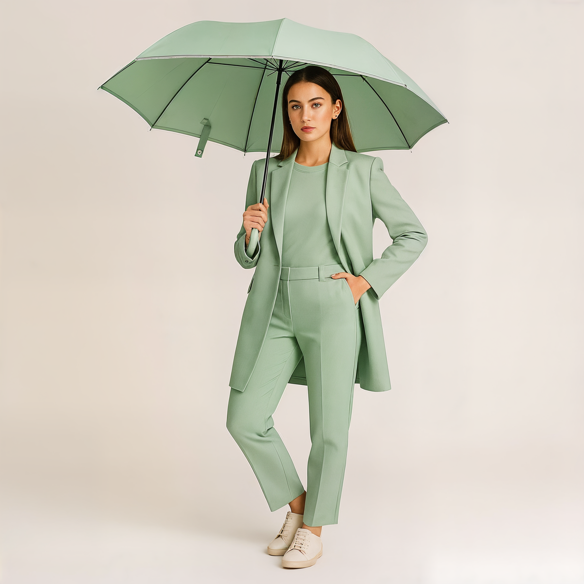 Parapluie Réflechissant à Boucle Ergonomique Vert